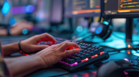 a person typing on a computer